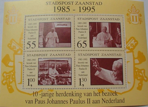 Netherlands Local mail Zaanstad - Block Pope Johannes Paulus II 1995 MNH