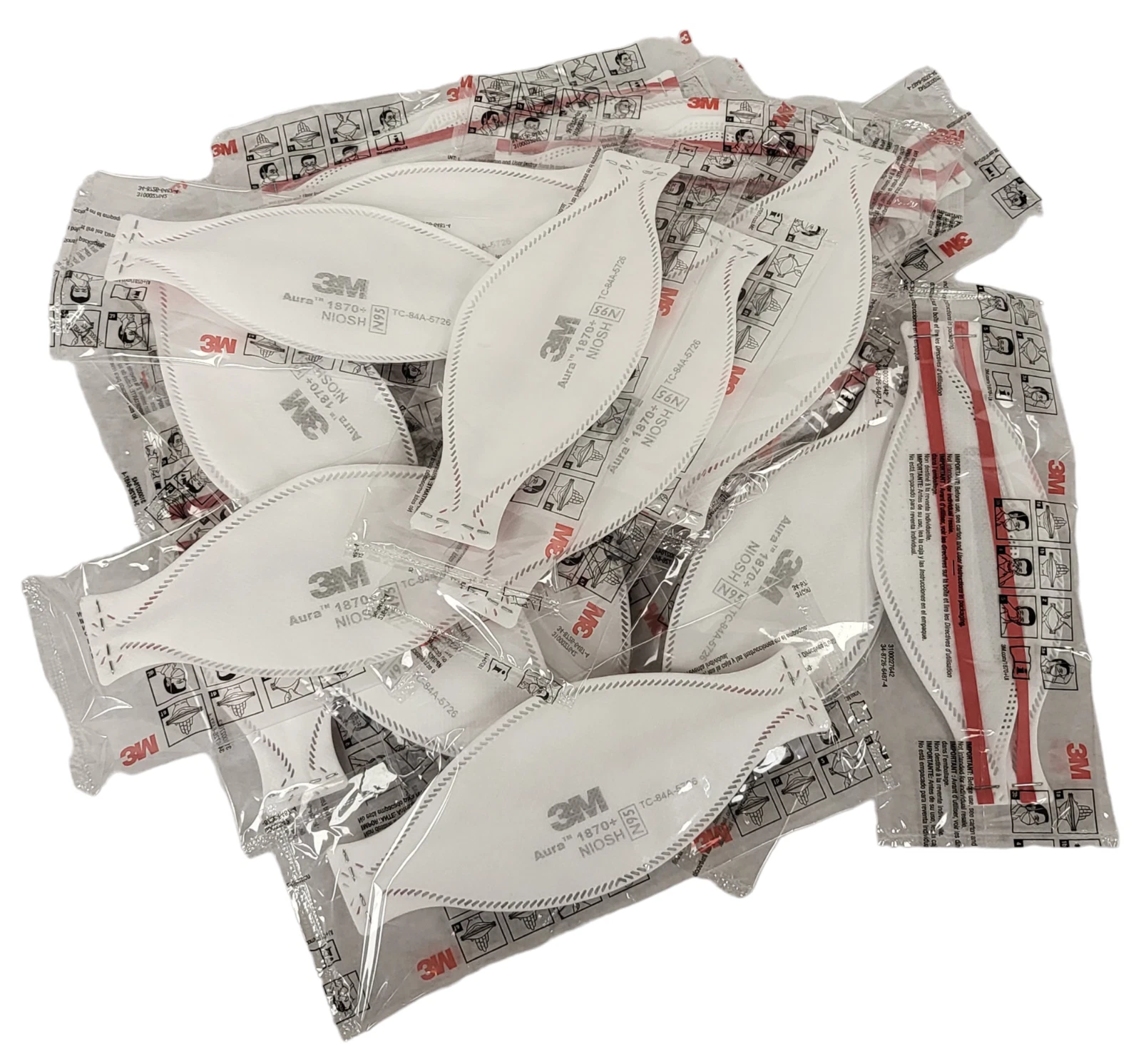 50 PACK 3M Aura 1870+ Face Mask NIOSH Approved N95 Particulate Respirator Masks