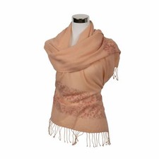 Schal bedruckt 100% Cashmere scarf Blumen Floral bedruckt printed Apricot