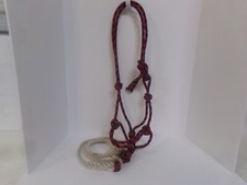 Nylon Halter with Cotton Rope Lead attached Red/Black 