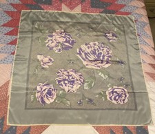 SCARF-Gorgeous 29X29 Multicolor Floral Satin Rolled Hem Scarf Pareo Wrap