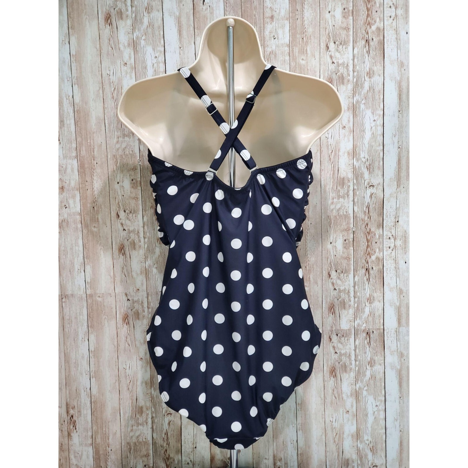 BPC Selection Bonprix Black & White Polka dot Shaper Swimsuit sz 14 365 image 3