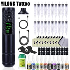 Tattoo Kit Wireless Coreless Motor Tattoo Gun Machine RCA 1600mAh with Needles