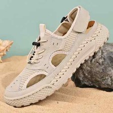 New Men's Sandals Summer Outdoor Hollow Breathable Flats Casual Beach Shoes