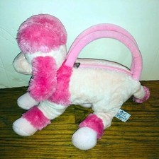 Russ Pink Poodle Purse Bag Zipper Closure Plush Stuffed Animal Vintage