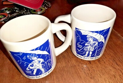 Set of 2 - Morton Salt 150 Years - Coffee Cup Mug from Bryan China (1998) 