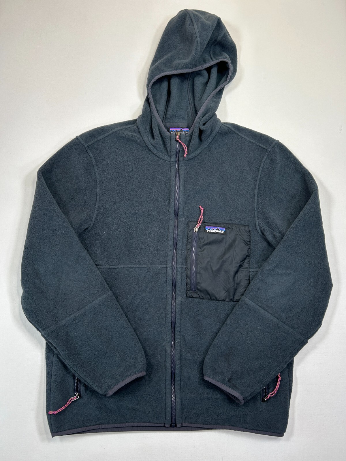 Chaqueta Patagonia Para Hombres Azul Medio Cremallera Completa Pluma Microdini Sudadera con Capucha Polar Suéter