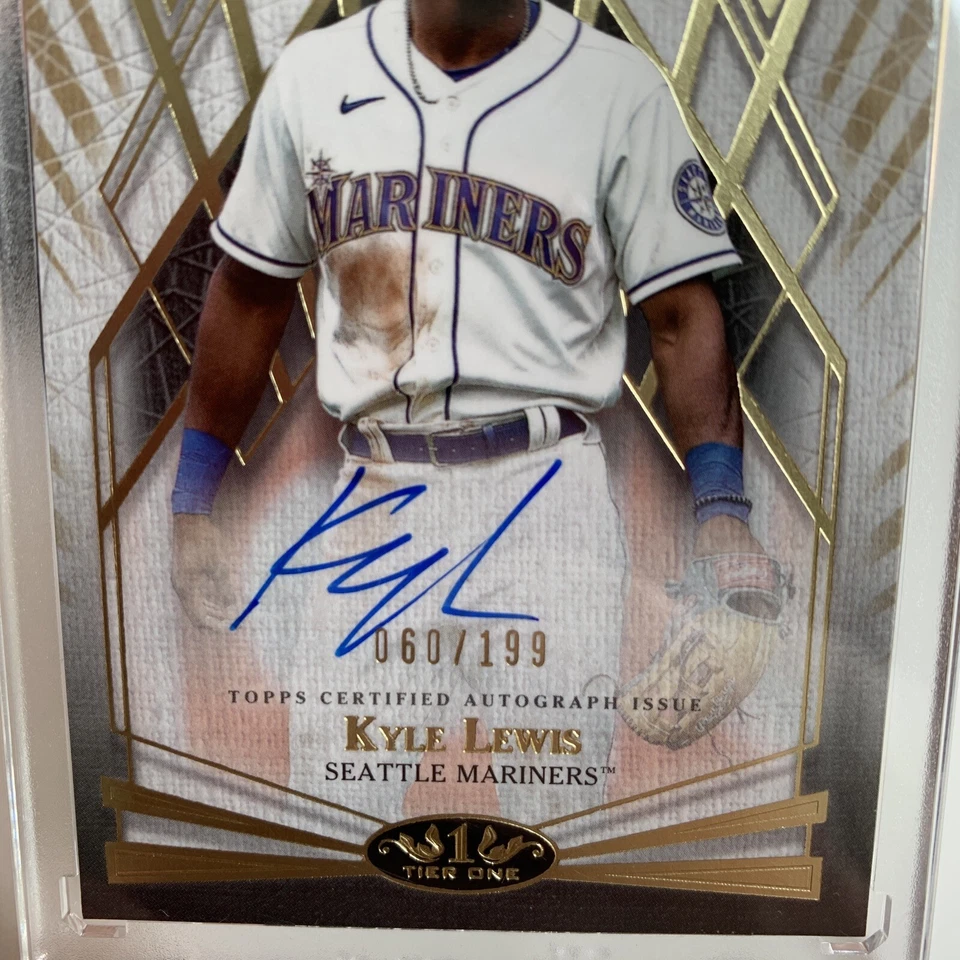 2022 Topps Tier One Kyle Lewis  On Card Auto #d 060/199 Seattle MARINERS - Image 2 of 4