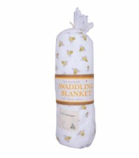 HTF NWT Burt's Bees Baby White And Yellow 100 Organic Cotton Swaddling Blanket