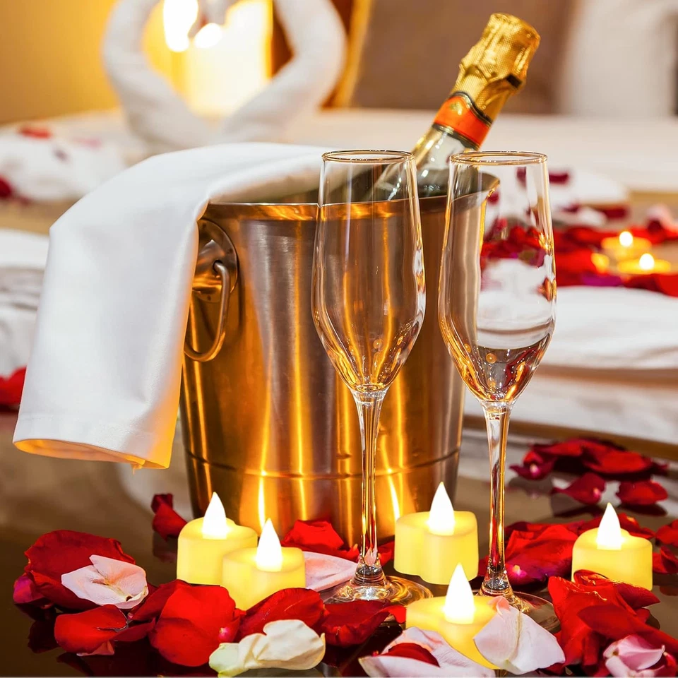 6000 Piezas Pétalos de Rosa Artificiales con 120 Piezas Romántico Corazón LED Vela Sin Llama Foto 3 de 4