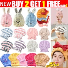 Warm Quick Dry Hair Turban Hair Drying Towel Wrap Hat Bun Cap for Adult Kids