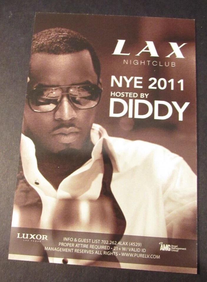 2011 NYE P. Diddy Party LAX Nightclub Promo Flyer Card 6x4" Las Vegas Puff Daddy - Image 2 of 2