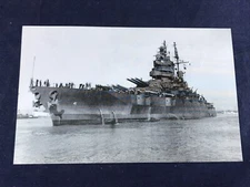 T3-33 VINTAGE MILITARY POST CARD - BATTLESHIP U.S.S. MISSISSIPPI BB-41