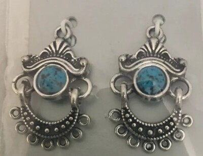 2 PENDANT CHARM JEWELRY SILVER-FINISHED TURQUOISE 18x29 mm Jewelry Shoppe NEW