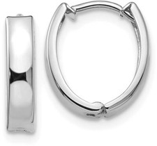13mm 14K White Gold Polished Hinged Hoop Earrings TL560