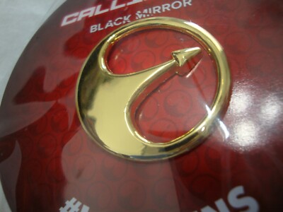 Black Mirror USS Callister Pin Metallic Gold Tone Color Red Back Loot Crate Exc