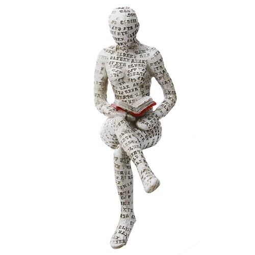 Resin Reading Woman Figurine Bookshelf Ornaments Humanoid Sculptures Home Decor - Picture 16 of 18