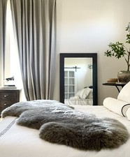 Genuine Australian Double Sheepskin Rug/Runner in Dark Grey Pearl 84 /33