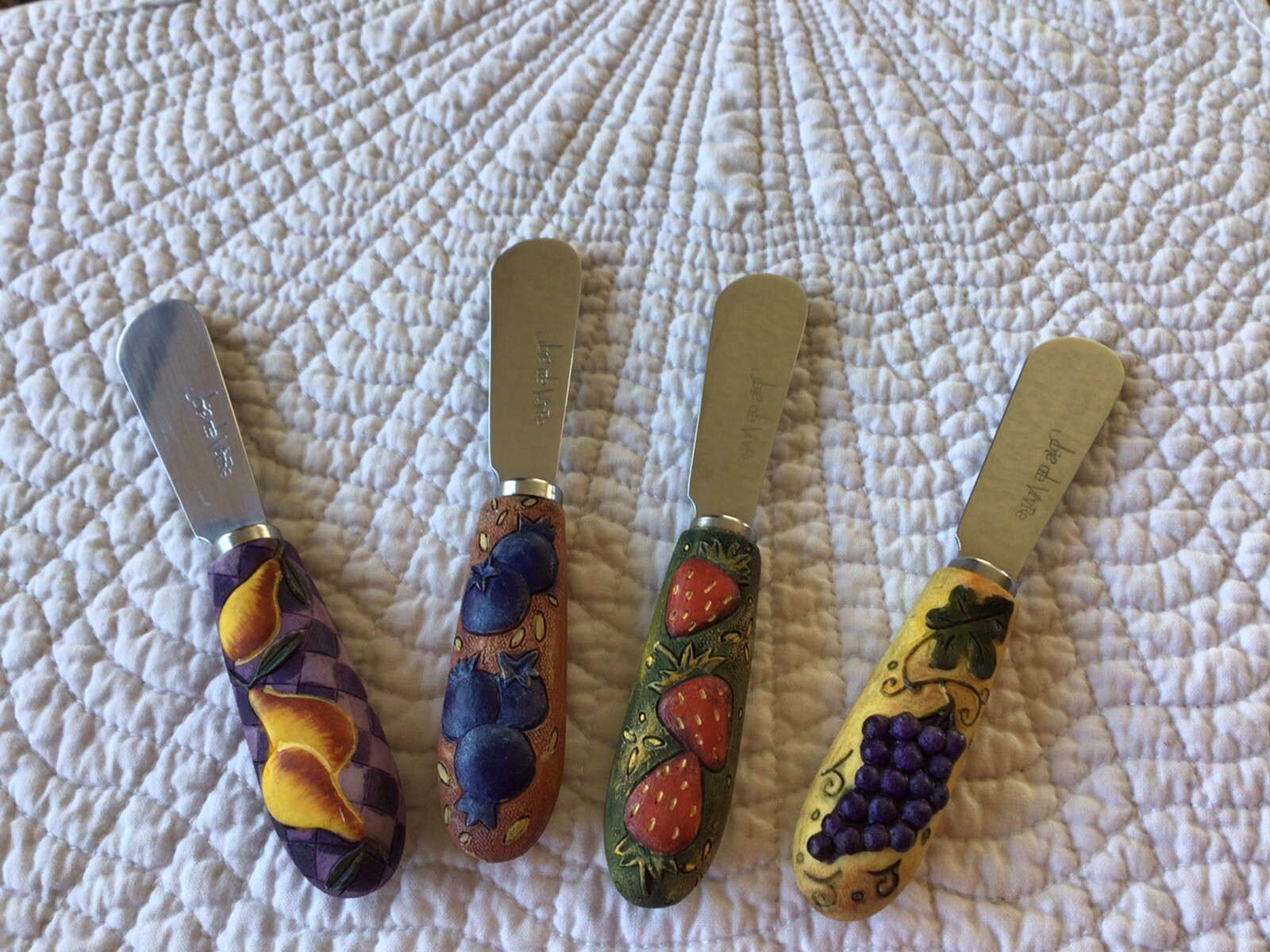 Joie de Vivre Spread It On set of 4 Butter Knifes /Spreaders eBay