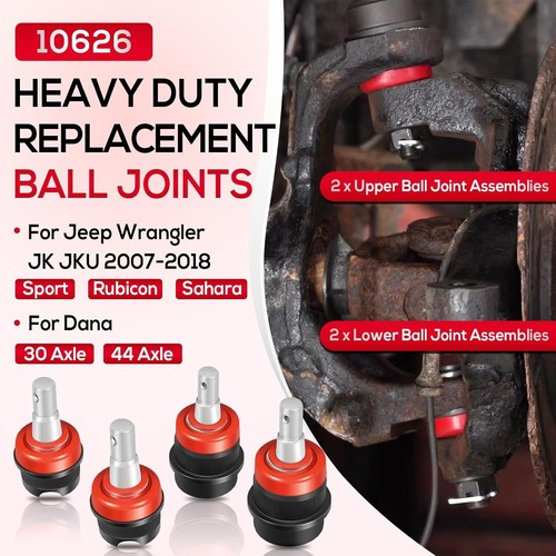 10626 Heavy Duty Replacement Ball Joints Fits For Jeep Wrangler JK JKU 2007-2018 - Picture 3 of 10