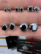 Black Moissanite Screwback Stud Earrings Real 925 Silver 3-8mm Pass Tester