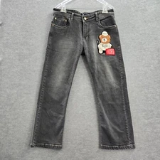 US Polo Assn Men Jeans 36 Gray Denim Bootcut Bear Stitch Pockets 27 in Inseam