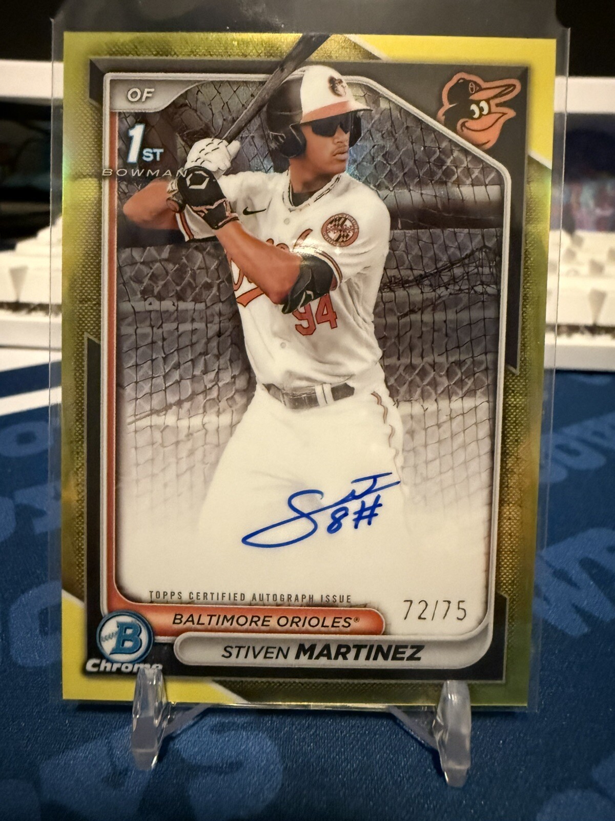 2024 Bowman Chrome - 1st Bowman - Stiven Martinez Yellow Refractor Auto SP #/75