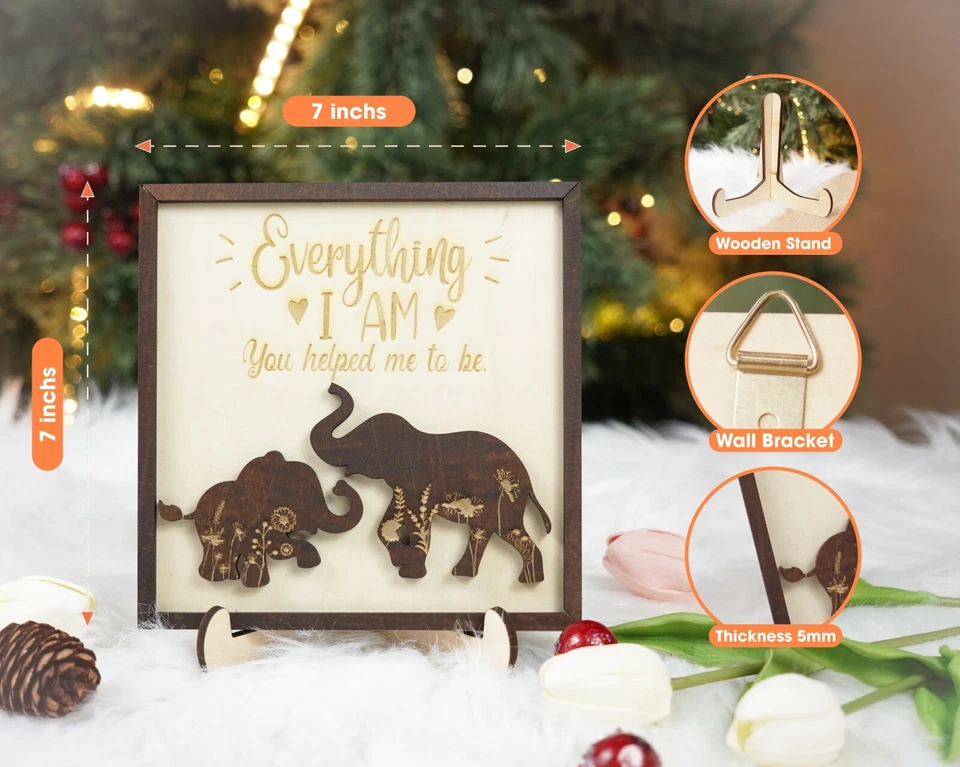 Quadro de madeira presente para mãe, peça de placa de madeira gravada, presente de dia das mães - Imagem 3 de 4