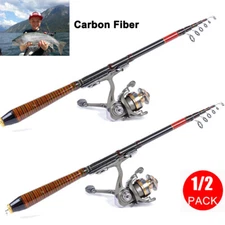 Telescopic Fishing Rod Carbon Fiber, Travel Fishing Rod for Bass Trout Fishing