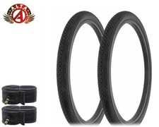 2 ALTA BICYCLE DURABLE S-2 WIRE BEAD TIRES 26 x 2.125 BLACK MINI BRICK w/TUBES.
