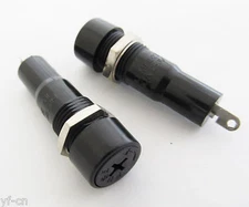 2pcs Fuse Holder MF527 10A 250V Panel Mounting for 5x20mm Fuses Black Color