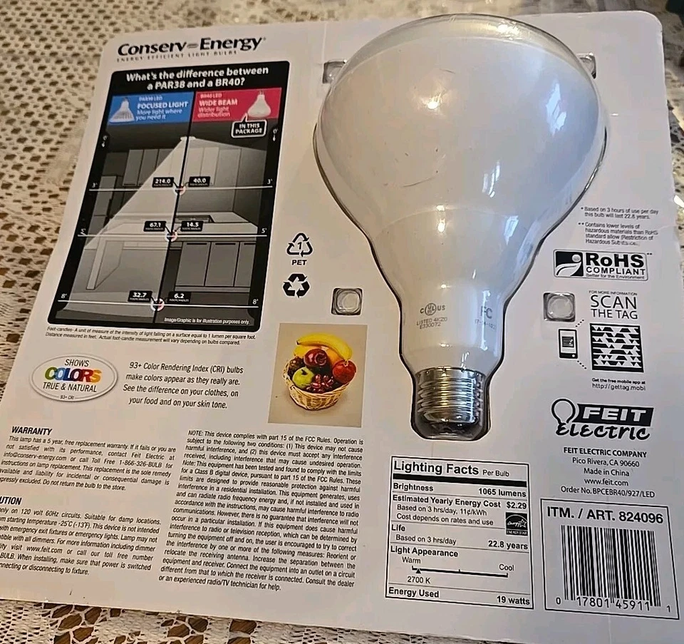 Feit Electric Conserv-Energy Dimmable BR40 LED 19 Watt 1065L Flood Light Bulb - Image 2 of 4