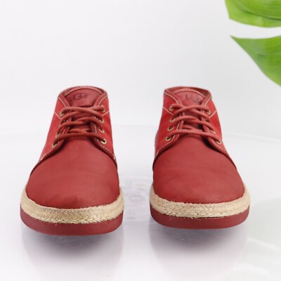 UGG Mens Cantrell Boot Size 10.5 Red Suede Canvas Casual  display picture 1