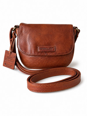 Rowallan Umhängetasche weiches Leder klein rustikal cognac verstellbarer Riemen mehrere Taschen