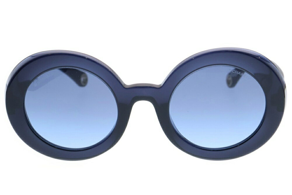 CHANEL ブラック ラウンドサングラス CHANEL Round Sunglasses Eyewear 5489 A Coco Logo Black/Blue w/Case