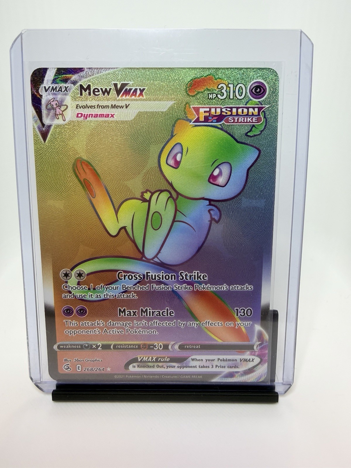 Mew VMAX 268/264 Fusion Strike Full Art Rainbow Secret Rare Holo Pokemon Card NM