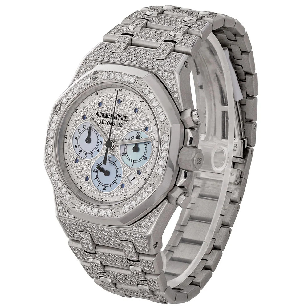 Audemars Piguet Royal Oak Watch 39MM Diamond Pave No Markers Dial White Gold — photo 2