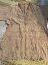 Orange Cotton Hippie Asian Boho Chi Vibe Short Sleeve Top S No Brand Tags Small