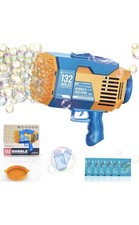 132 Hole Rocket Bubble Gun with Lights 10,000 Bubbles Per Minute 4 Kids Blue