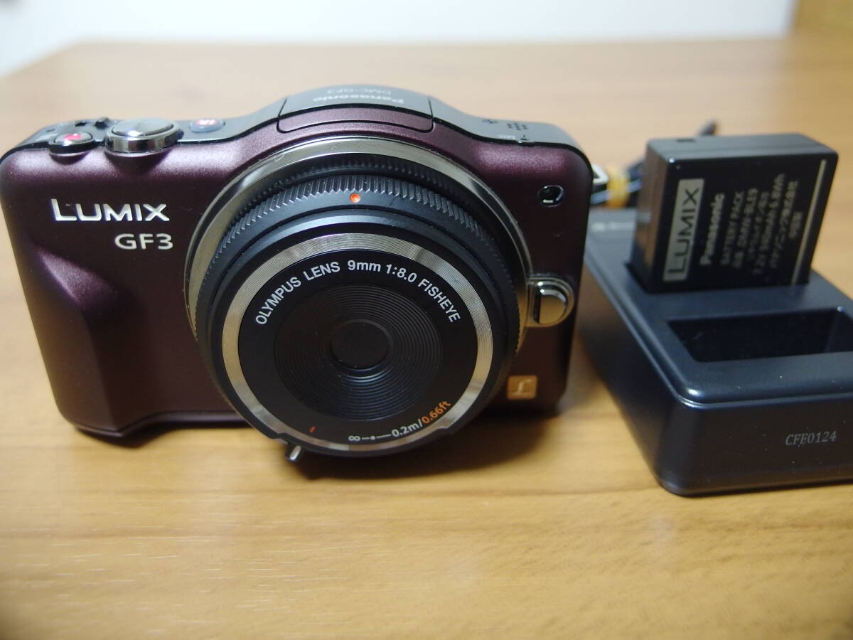 Panasonic LUMIX GF3 Digital Camera Body Brown with 9mm f8 Olympus