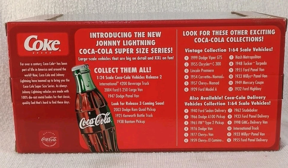 Johnny Lightning Coca-Cola 1/24 2004 Ford E-250 Van; White Lightning  New In Box - Image 4 of 4