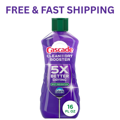Cascade Rinse Aid Clean & Dry Booster 16oz Spot Free Shine Fast Dry Dishwasher