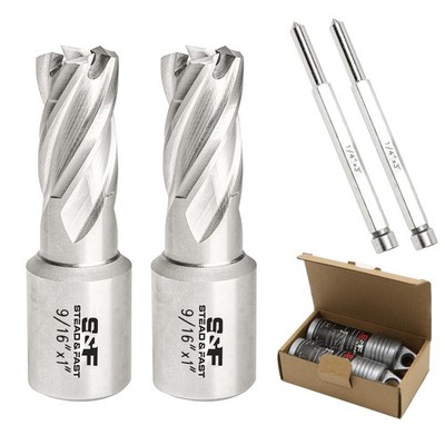 Annular Cutter Set 2 pc 9/16 Diameter 1 Depth Magnetic Drill Press STEAD FAST