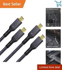 2 Pack 6.6Ft Thunderbolt 4 Cable 240W 40Gbps Data Sync 8K Display USB C