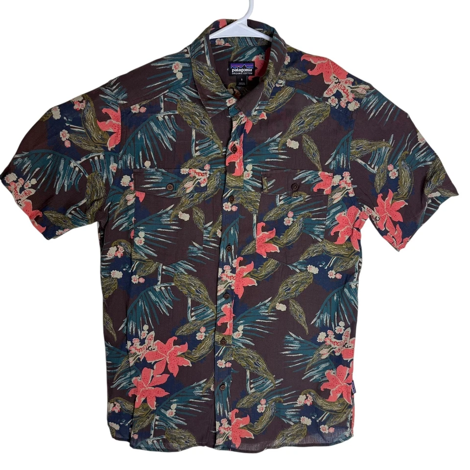 Camisa Patagonia Para Hombre Algodón Orgánico Tropical Floral Manga Corta Botón Talla S Foto 2 de 4