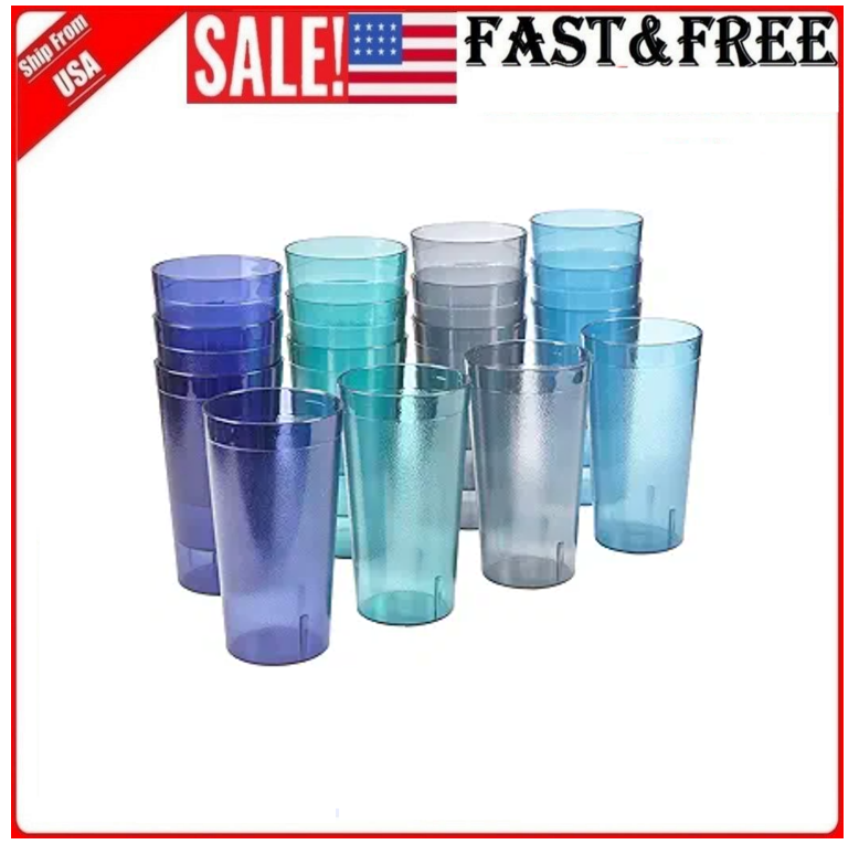 20 Oz Plastic Tumblers Reusable Cups Restaurant Cup Set Drinking Glasses Of  16 | eBay