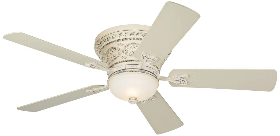 52" Ancestry Shabby Chic Hugger Indoor Ceiling Fan with LED Light Remote White - Image 2 of 4