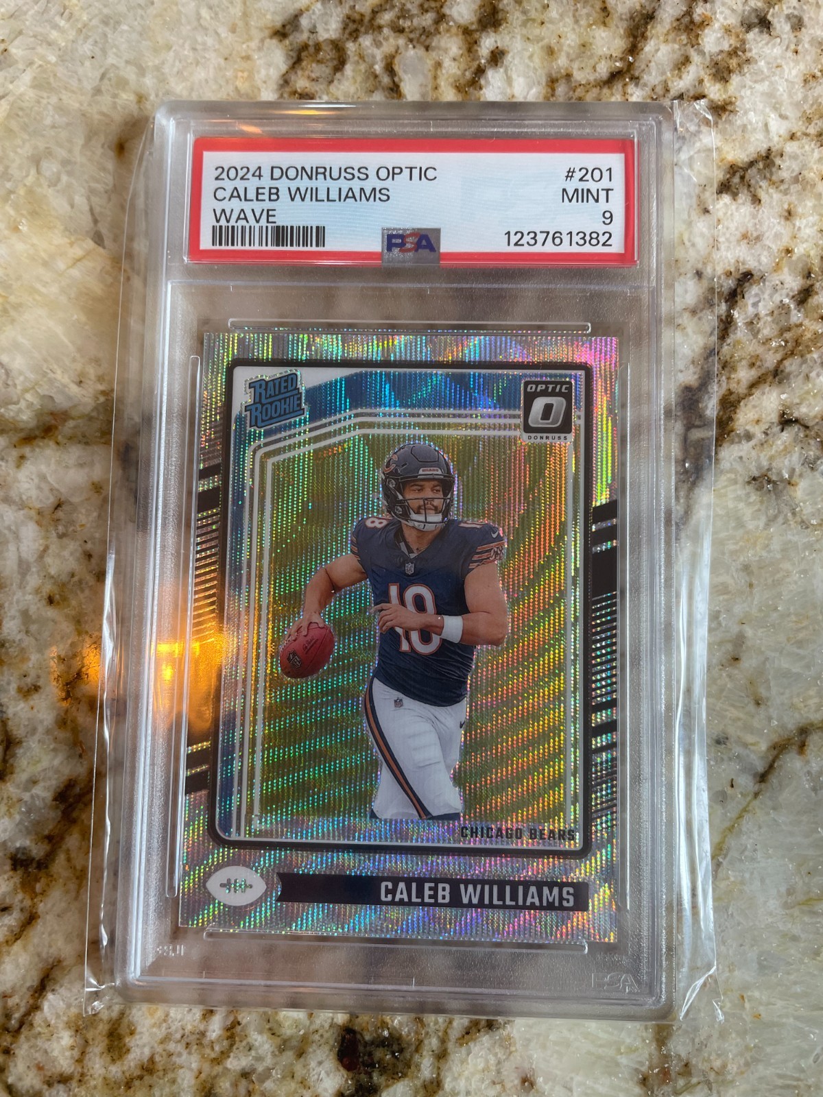 2024 Panini Donruss Optic Caleb Williams Rated Rookie Wave Prizm /300 PSA 9 RC