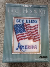 Caron Latch Hook Kit Natura R028 God Bless America Flag 20 x 27 Americana NEW