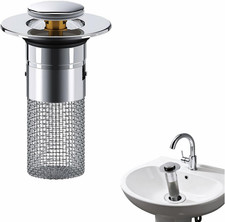 Sink Stopper Hair Catcher - Pop-Up Drain Strainer with Removable 304 Stainless S